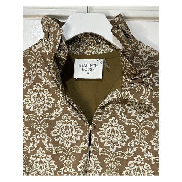 Hyacinth House Moss Printed Russell Mini Dress Olive Size XS NWT - Picture 4 of 16